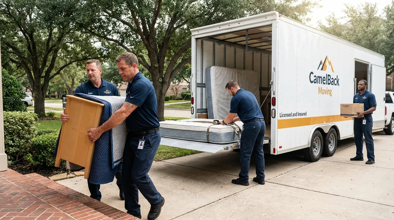 Crew loading residential truck for cross-state move from Friedens, PA