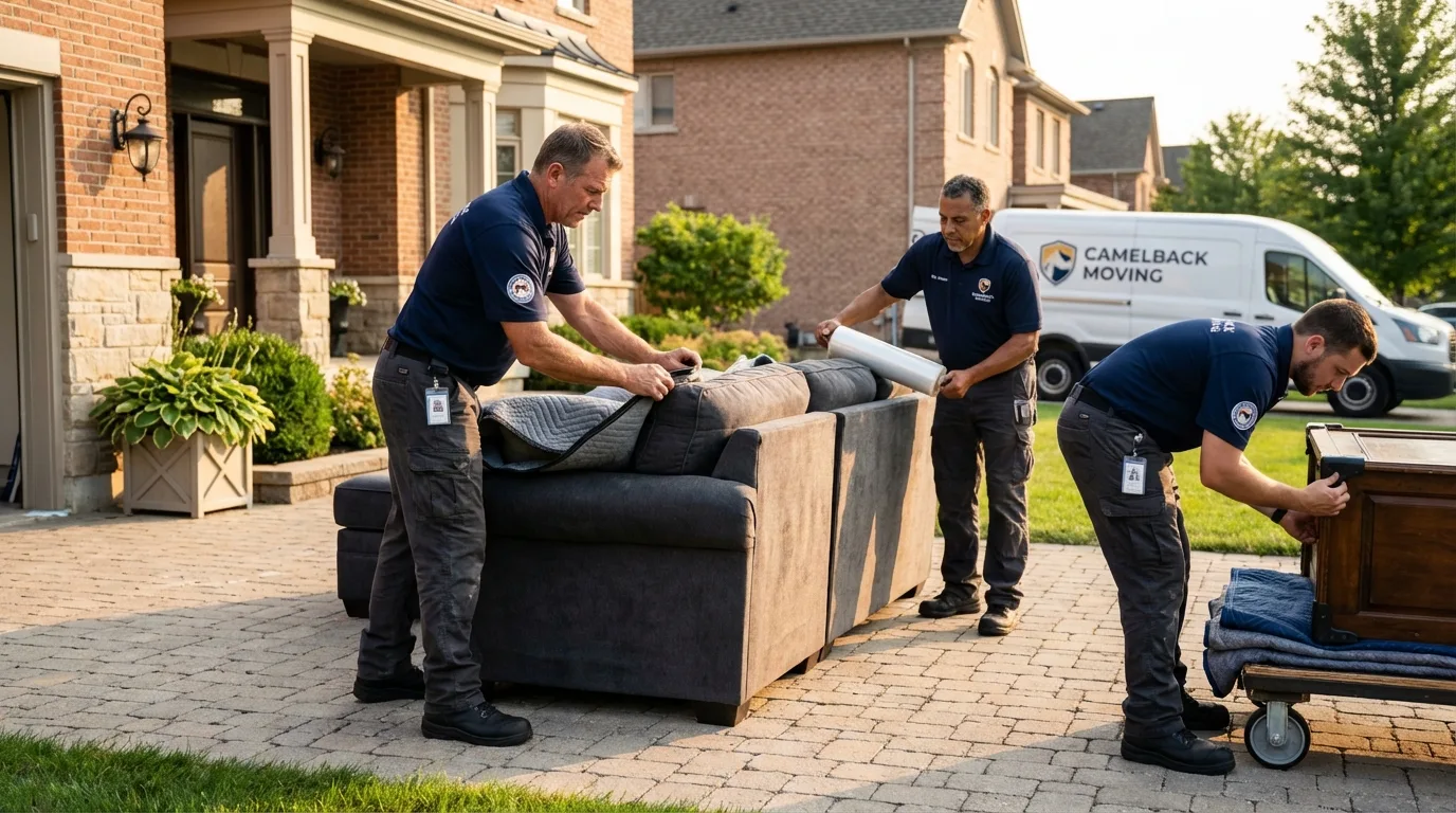 Large estate moving crew wrapping furniture in Friedens, PA